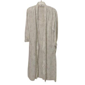 Carole Hochman Vintage White Floral Cotton Robe Womens Size Small USA Lace Trim